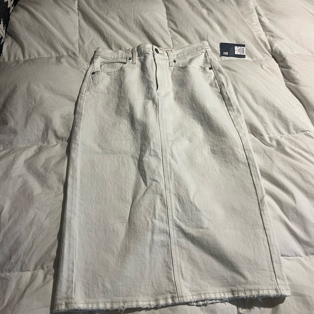 Women's high rise denim midi skirt white universal thread
